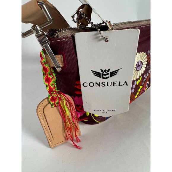 Consuela Vibrant Floral Embroidered Crossbody Bag With Leather Strap & Heart Pil - Picture 4 of 16